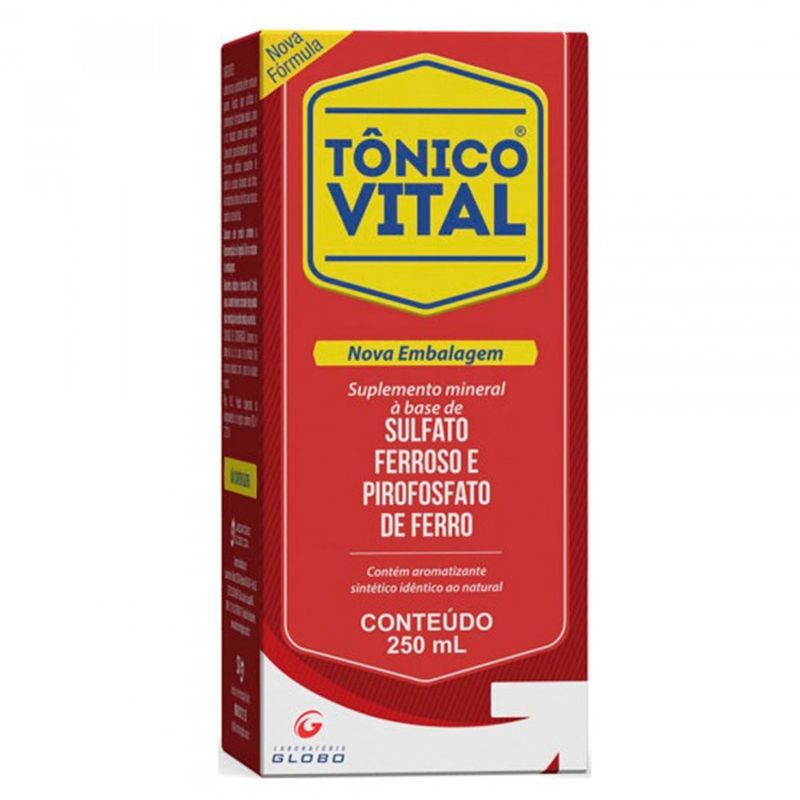 tonico vital sulfato ferroso e pirofosfato de ferro 250ml suplemento mineral globo