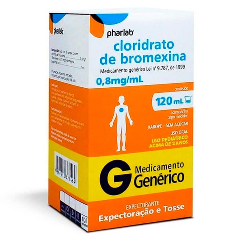 cloridrato de bromexina 0,8mg/ml 120ml xarope pediátrico pharlab