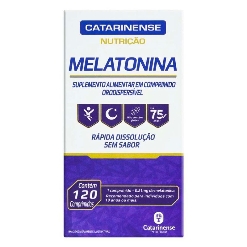 melatonina 0,21mg 120 comprimidos orodispersíveis suplemento alimentar catarinense