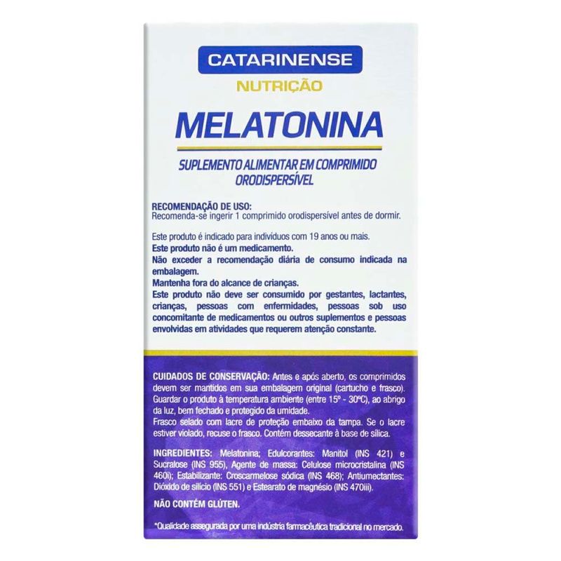 melatonina 0,21mg 120 comprimidos orodispersíveis suplemento alimentar catarinense