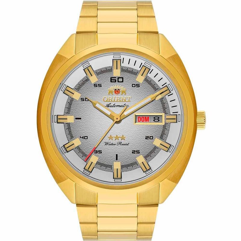 relógio masculino orient automático dourado nh3gg006-s1kx