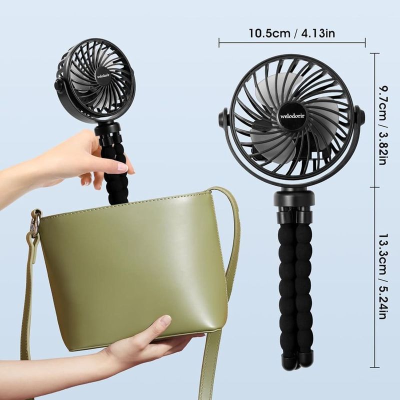 ventilador portátil welodorir recarregável preto a-bi