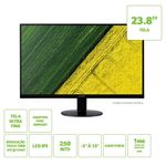 monitor acer fullhd 23,8" ultrafino preto sa240y g0bi