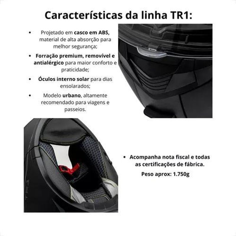 capacete articulado peels tr1 nkd preto brilho e grafite 60 (mp)