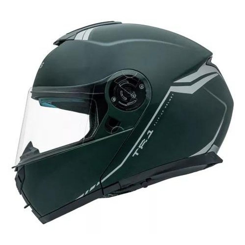 capacete articulado peels tr1 nkd verde militar fosco e prata 62 (mp)