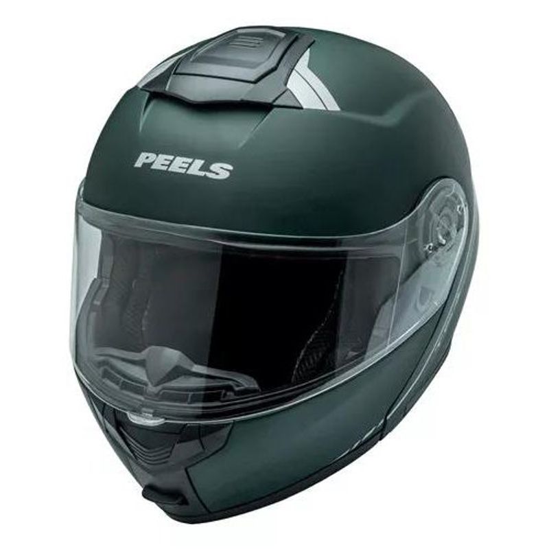 capacete articulado peels tr1 nkd verde militar fosco e prata 62 (mp)
