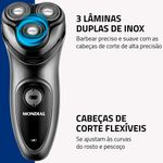 barbeador elétrico mondial power shave bivolt preto be-02