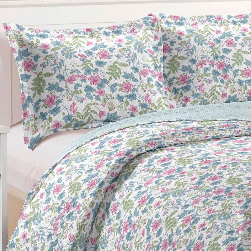 kit colcha rozac solteiro 2 peças shabby chic jade sortido