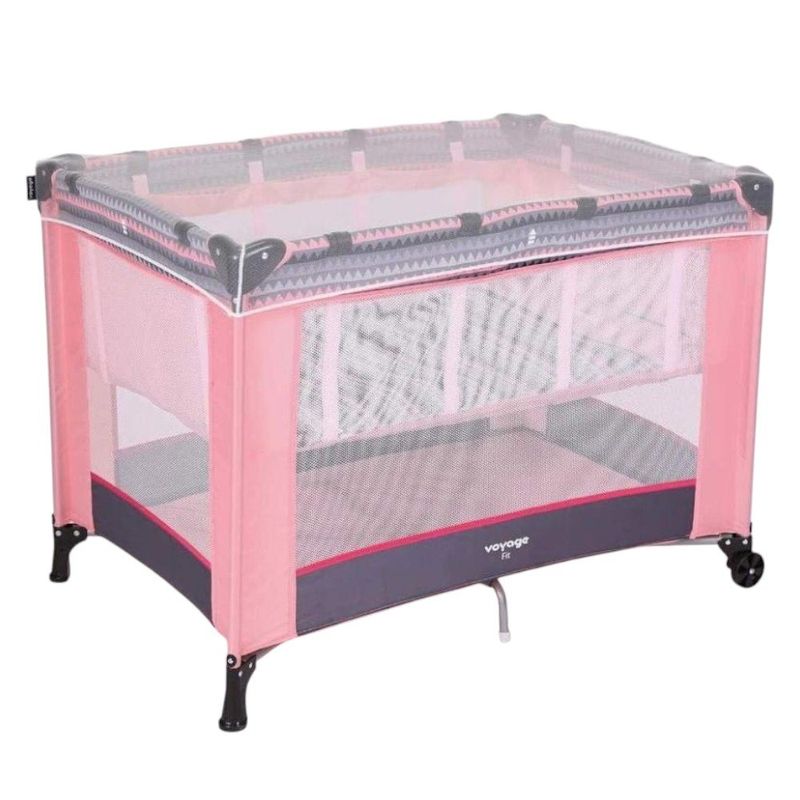 berço fit portátil voyage desmontável até 15kg com mosquiteiro imp01724 rosa geo (mp)