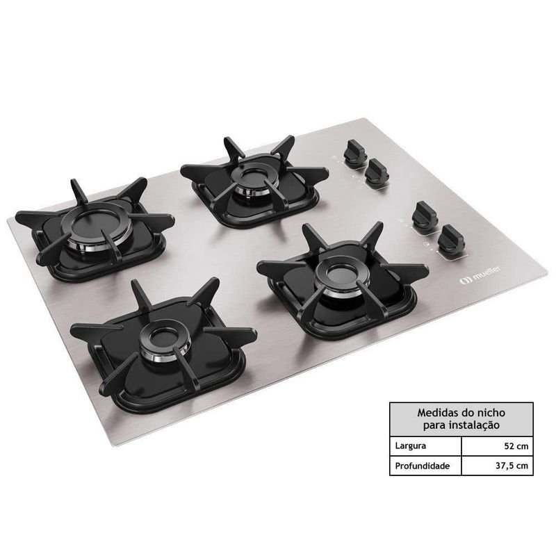 cooktop mueller 4 bocas mcg4bk alumínio
