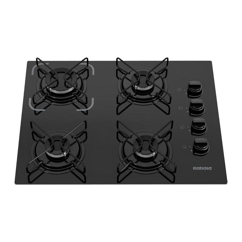 cooktop 4 bocas itatiaia essencial com mesa de vidro temperado preto bivolt (mp)