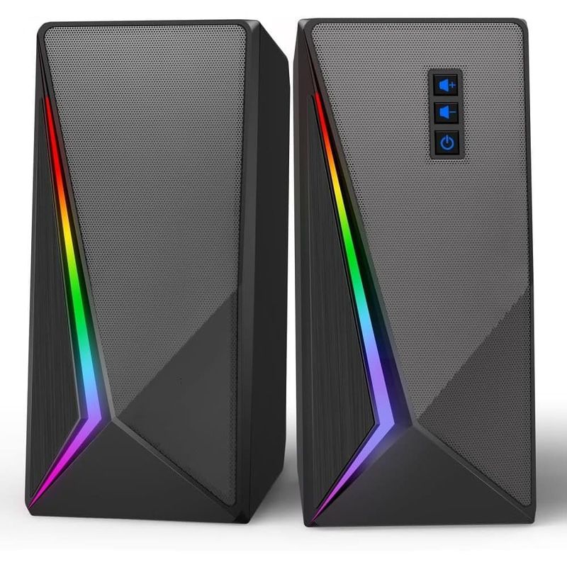 alto-falante gamer com iluminação rgb llevtic a-bi