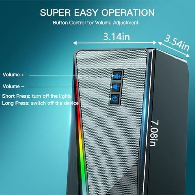 alto-falante gamer com iluminação rgb llevtic a-bi