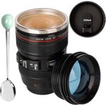 caneca térmica inox formato lente de câmera amzhub 450ml a-bi