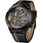 relógio masculino naviforce pulseira de couro a-bi