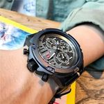 relógio masculino naviforce pulseira de couro a-bi