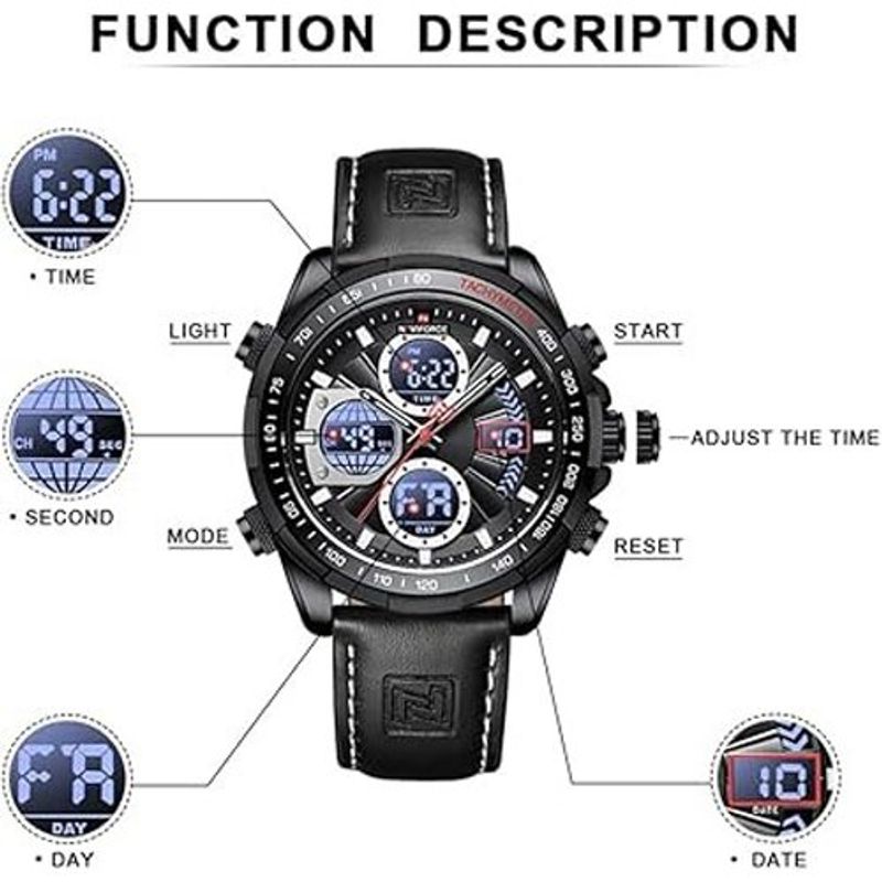 relógio masculino naviforce digital esportivo a-bi