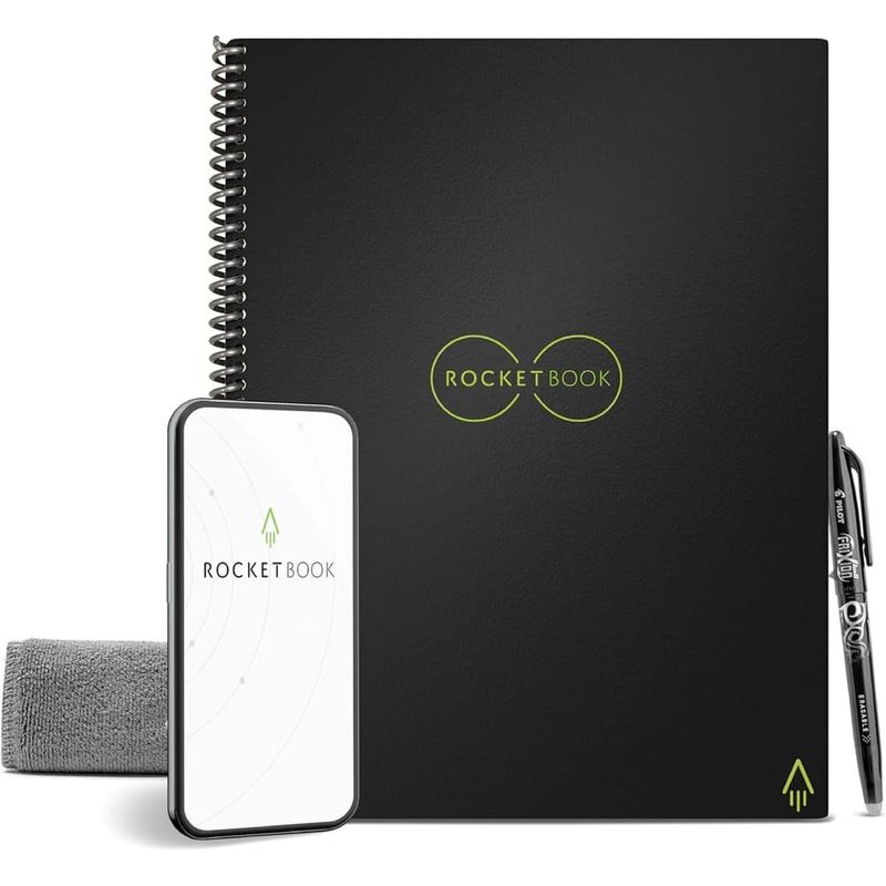 caderno inteligente rocketbook core - preto a-bi