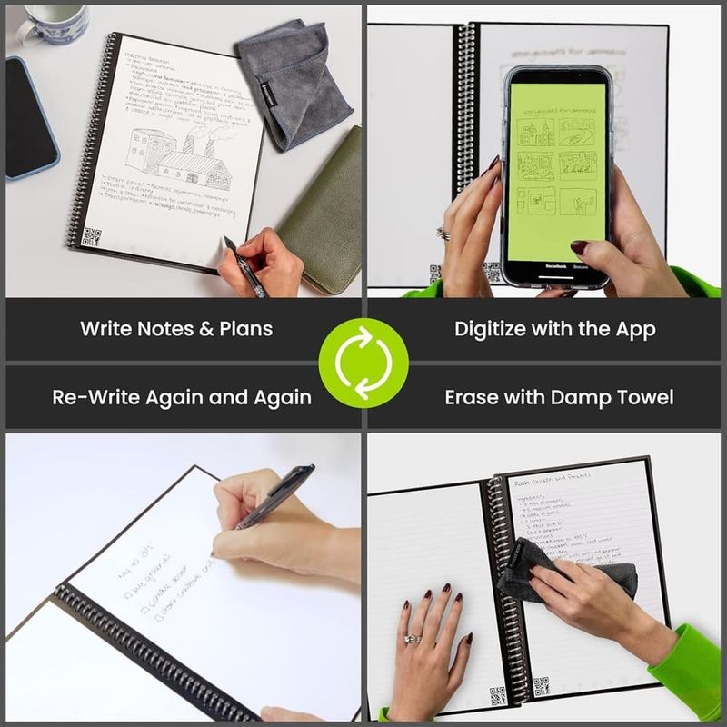 caderno inteligente rocketbook core - preto a-bi