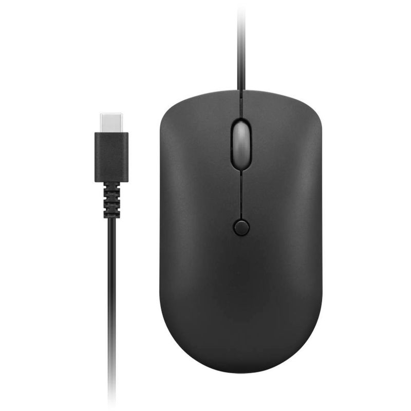 mouse lenovo com fio preto usb-c 400
