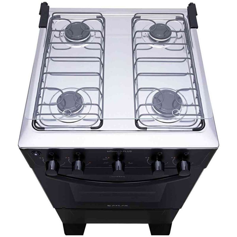 fogão 4 bocas atlas automático mônaco plus bivolt preto 300000714