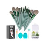 kit pincéis de maquiagem koccido 22 peças verde a-bi