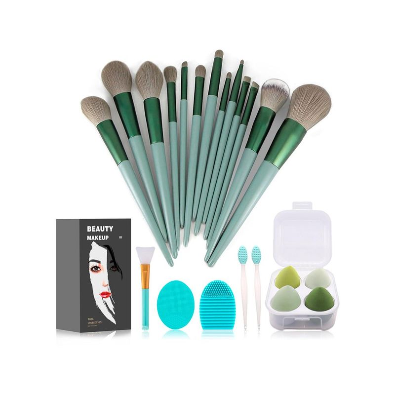 kit pincéis de maquiagem koccido 22 peças verde a-bi