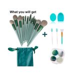 kit pincéis de maquiagem koccido 22 peças verde a-bi