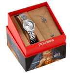 kit relógio feminino mondaine prata 99749l0mkne2k1