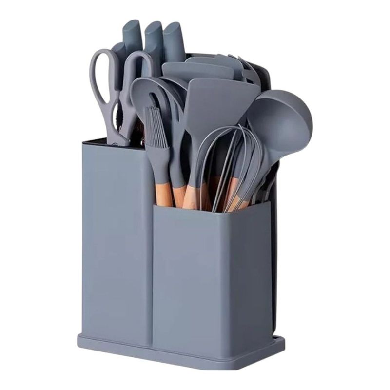 kit de utensílios kehome montana cinza 19 peças 9429 (mp)