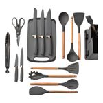 kit de utensílios kehome montana cinza 19 peças 9429 (mp)