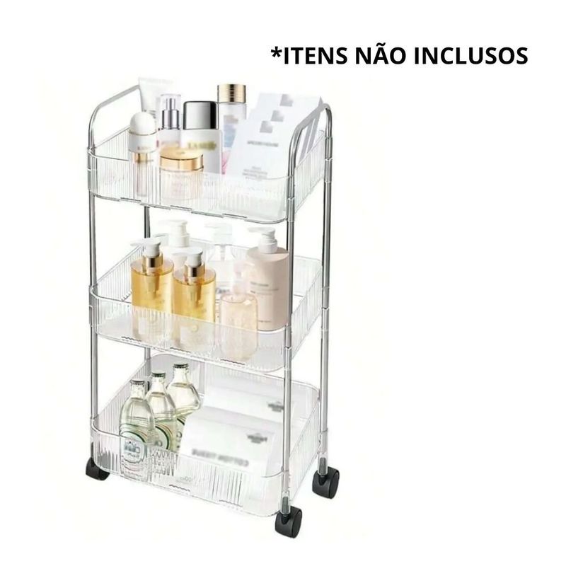 organizador kehome com rodas 3 prateleiras 67cm 9944 (mp)