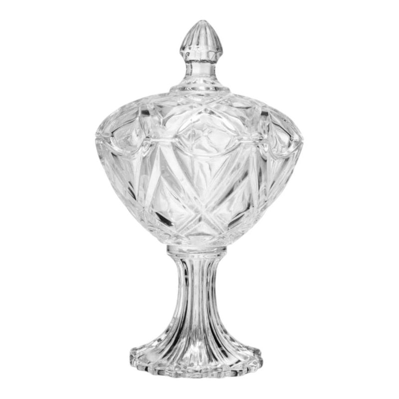 bomboniere potiche de vidro lyor 12x22cm com pé star 220691 (mp)