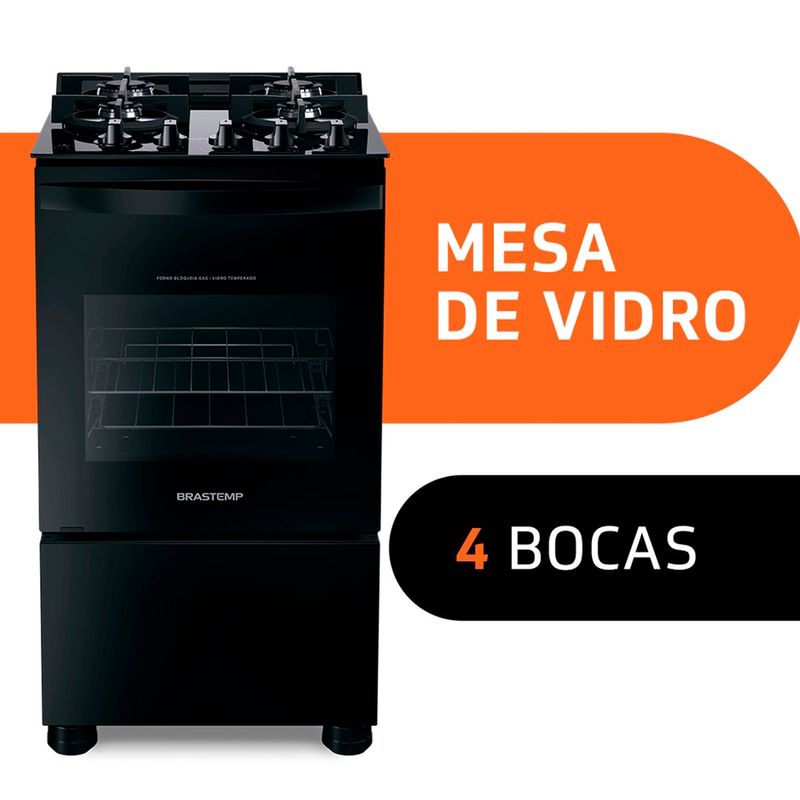 fogão 4 bocas brastemp automático bivolt mesa vidro preto bfo4vae