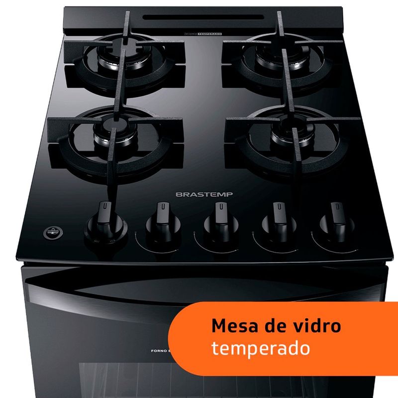 fogão 4 bocas brastemp automático bivolt mesa vidro preto bfo4vae