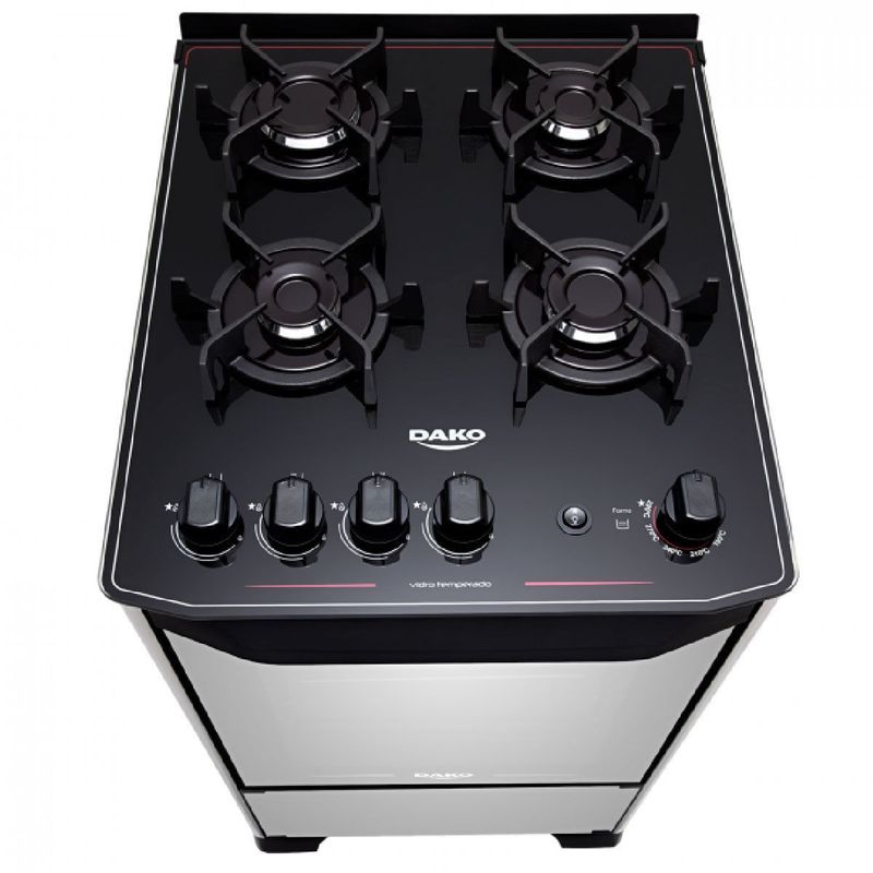 fogão 4 bocas dako automático magister style espelhado inox