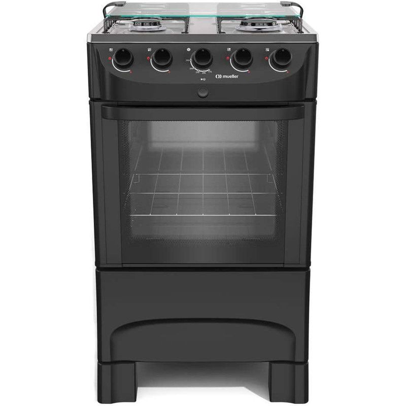 fogão 4 bocas mueller automático preto fosco mfi4bb