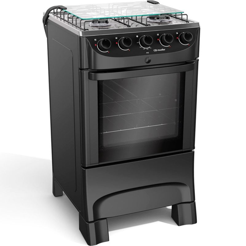 fogão 4 bocas mueller automático preto fosco mfi4bb