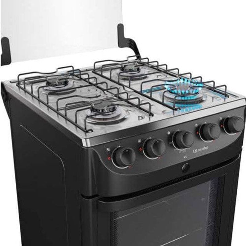 fogão 4 bocas mueller automático preto fosco mfi4bb