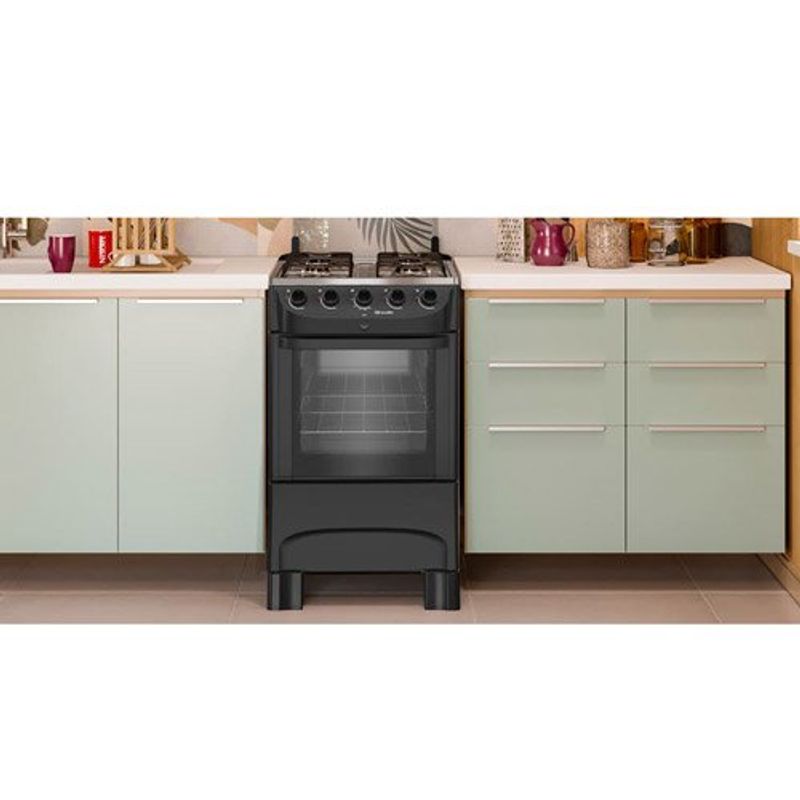 fogão 4 bocas mueller automático preto fosco mfi4bb