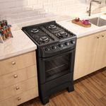 fogão 4 bocas mueller com mesa esmaltada preto fosco mfi4bc