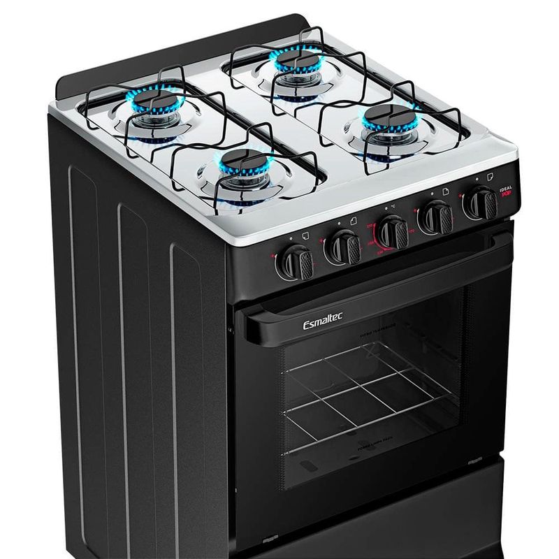 fogão 4 bocas esmaltec ideal pop acendimento manual preto