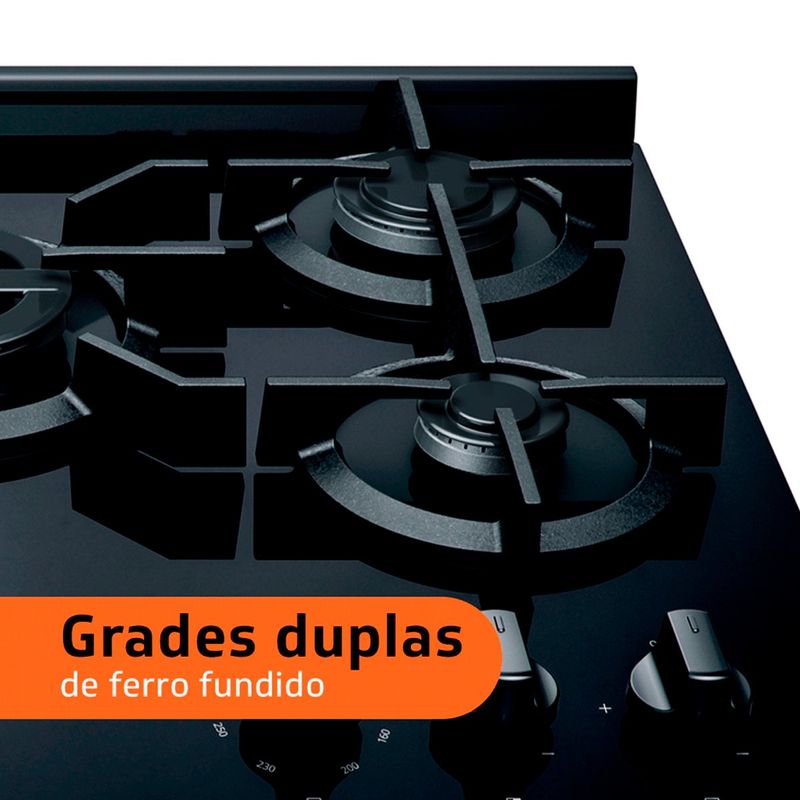 fogão 5 bocas brastemp automático mesa vidro preto
