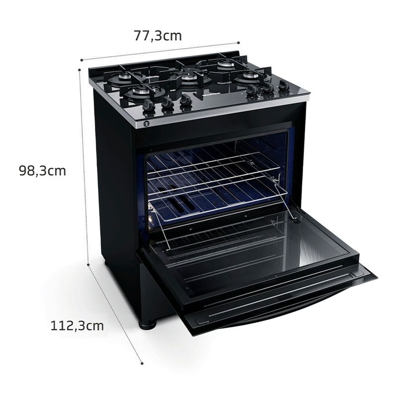fogão 5 bocas brastemp automático mesa vidro preto