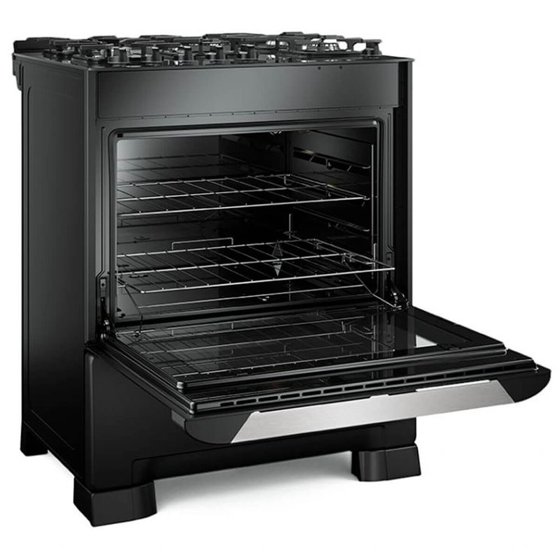 fogão 5 bocas mueller decorato vetro com mesa de vidro e acendimento automático bivolt preto