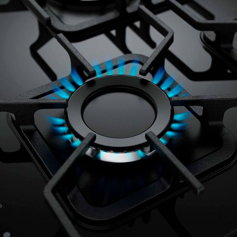 fogão 5 bocas mueller decorato vetro com mesa de vidro e acendimento automático bivolt preto