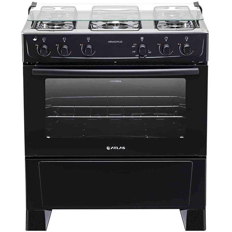 fogão 5 bocas atlas automático mônaco plus bivolt preto 300000717