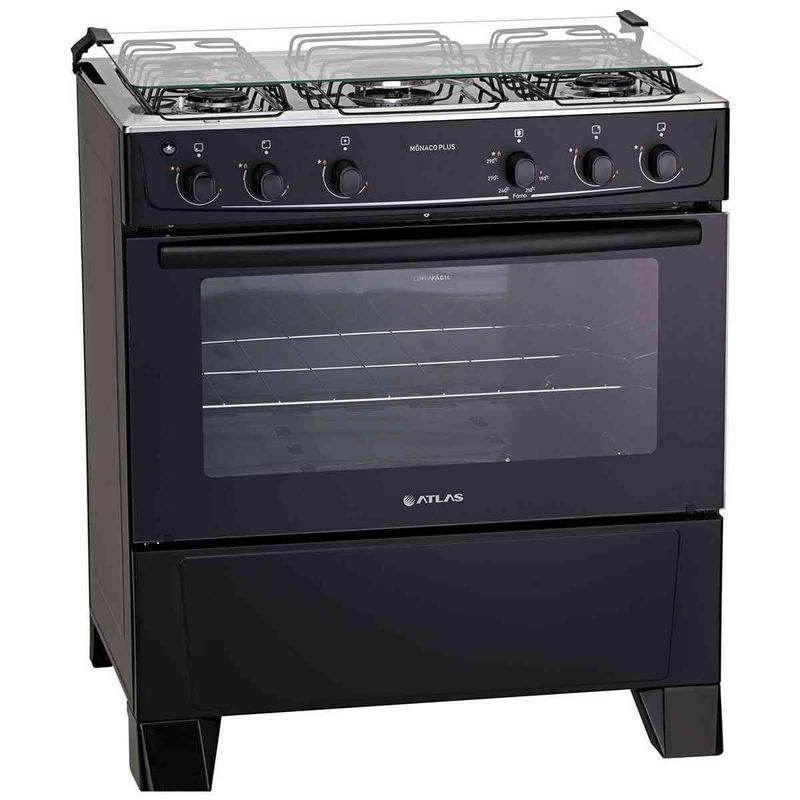 fogão 5 bocas atlas automático mônaco plus bivolt preto 300000717