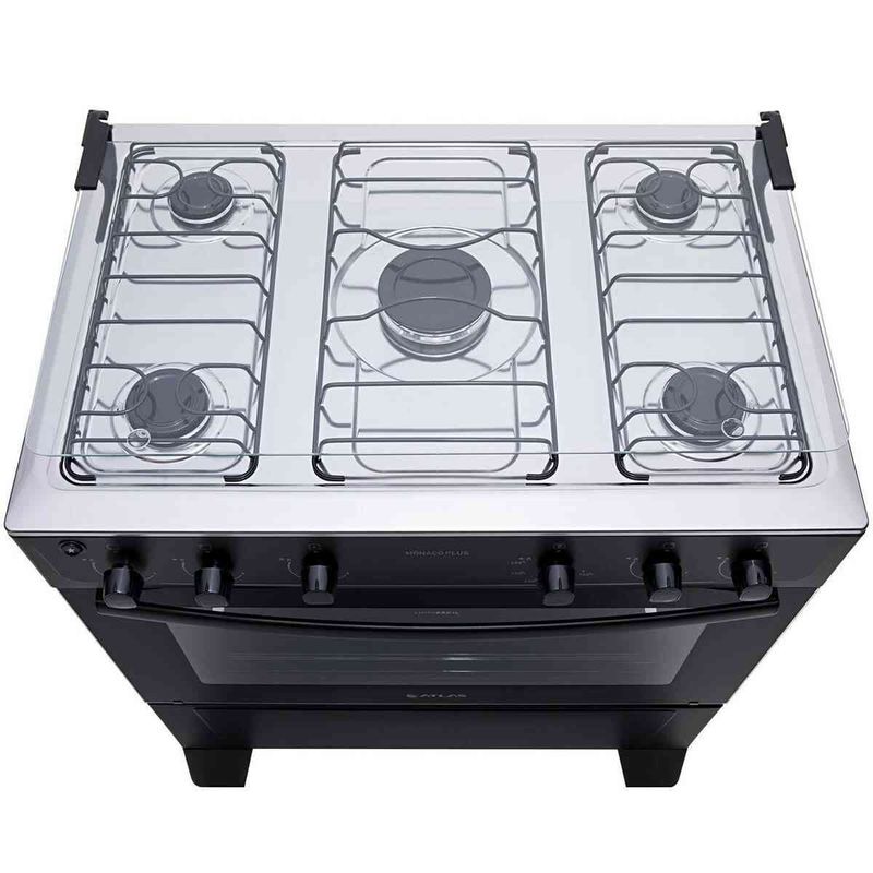 fogão 5 bocas atlas automático mônaco plus bivolt preto 300000717