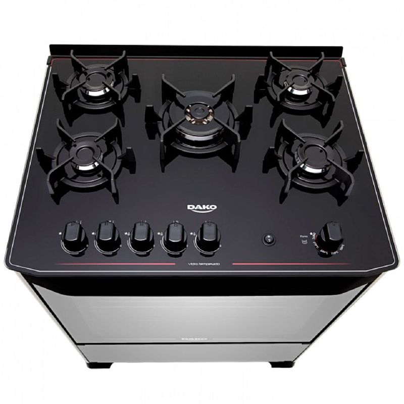 fogão 5 bocas dako automático magister style espelhado inox